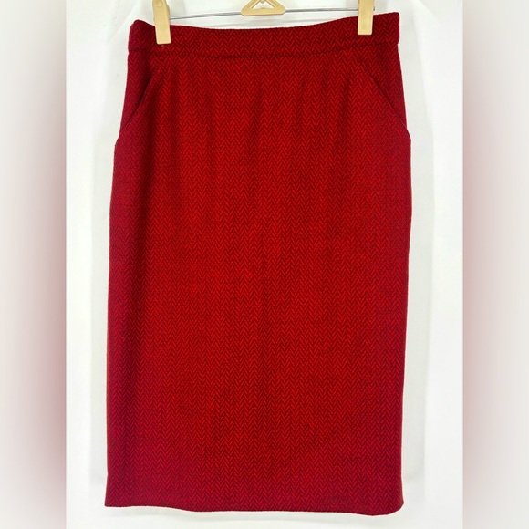 NWOT Vintage Made in Italy Max Mara 100% Virgin Wool Pencil Skirt Red 10 - Picture 1 of 3
